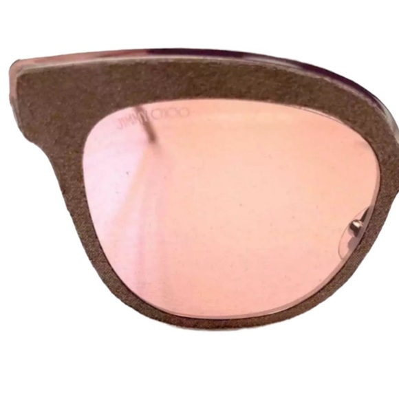$495 Jimmy Choo Cat Eye Sunglasses Frame Silver + Mauve Lens Pink + Acc NWT - Picture 9 of 15